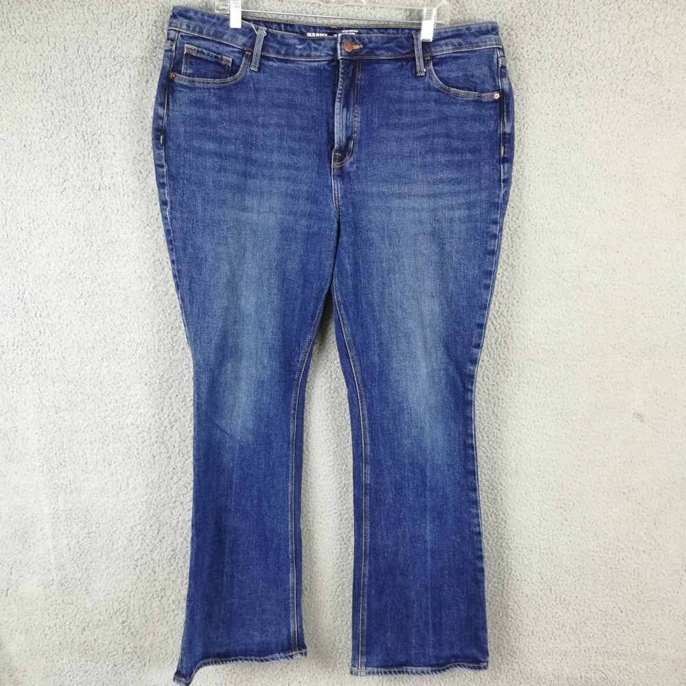 Old Navy Womens Jeans Flare Extra High Rise Blue Denim Secret Smooth Plus 18